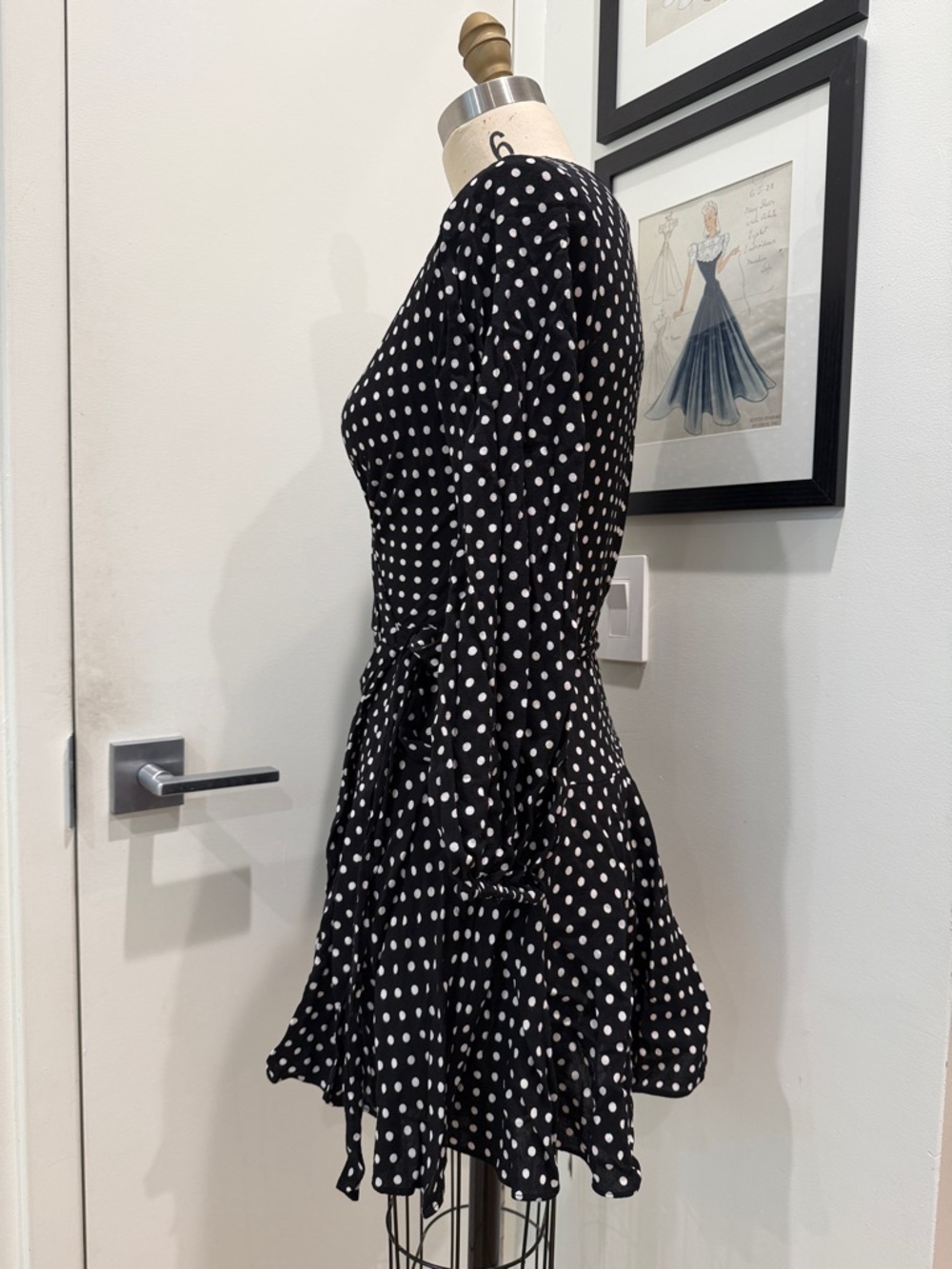 Zimmermann Black and White Polka Dot Wrap Mini Dress - Picture 4 of 5